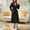 A01_Black, variant on Women's Solid Classic Long Bathrobe Bandage Pull Rope Nightgown Relaxed Fit Pajama Top Long Sleeve Shawl Spa Robe With Pockets