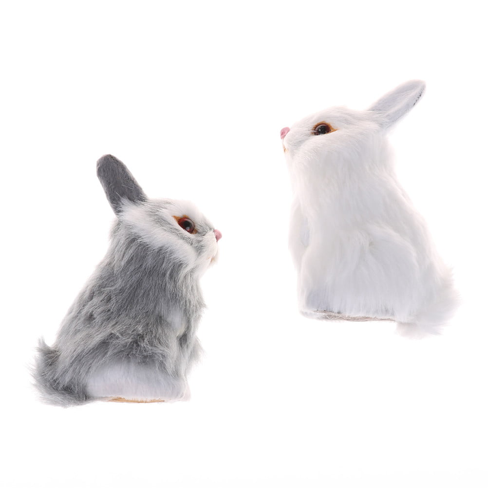 Imitate hair White Furry Rabbit Nap Toys Simulation Animal Model Decoration X 