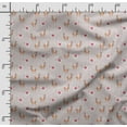 thumbnail image 2 of Soimoi Llama Alpaca Printed, Cotton Satin Spandex, Sewing Fabric by The Yard 54 Inch Wide, Decorative Fabric for Dresses and Home Accents, Brown & Red, 2 of 5