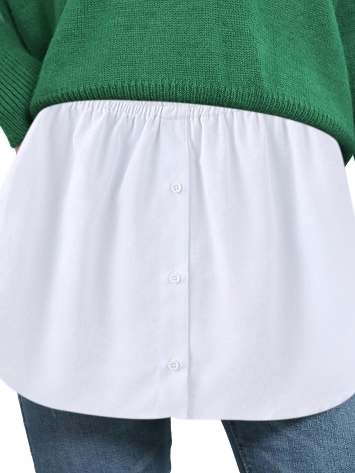 2 Pieces Skirt Shirt Extenders Adjustable Layering Fake Top Lower Sweep Skirt Half-Length Splitting A Version Fake Hem A-line Skirt for Women Girls