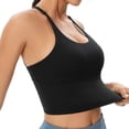 thumbnail image 5 of Sports Bra for Women Crop Tank Strappy Medium Support Padded Yoga Top Criss Cross Open Back Removable Cups for Workout Running Black, 5 of 7