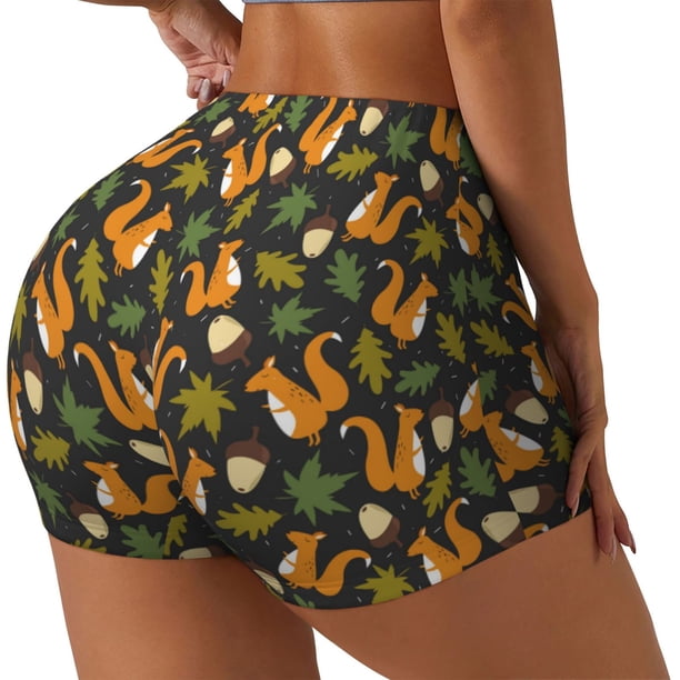 Fotbe Forest Squirrel Shorts Sin Costuras – Shorts Deportivos de Cintura Alta para Mujer, Elásticos para Gimnasio, Yoga, Running o Ciclismo-XX-Large