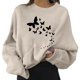 thumbnail image 4 of Gibobby Mujeres S Sudaderas con capucha Sudaderas para mujer Cuello redondo corto Manga larga Estampado suelto Top Camisa （Beige， XL), 4 of 5