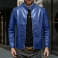 thumbnail image 2 of Men's Leather Jacket Winter Warm Long Sleeve Outerwear Casual Coat for Daily Wear, 2 of 2