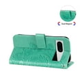 thumbnail image 5 of SaniMore for Google Pixel 7 Case with Wrist Strap, Fashion Flower Embossing Design for Girls/Women, Dual Magnet Card Holder Wallet Cover Kickstand Shockproof for Google Pixel 7, Green, 5 of 9