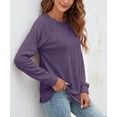 thumbnail image 3 of WUJINXIA Women's Long Sleeve Dressy Blouses Pleated Front Tunic Crew Neck Casual, 3 of 6