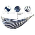 thumbnail image 3 of Blue hammock stand made of soft and high quality canvas, large portable hanging hammock for camping and outdoor use (blue and white stripes), 3 of 5
