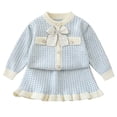 thumbnail image 3 of Tiijoy Girls Elegant Bow Knit Cardigan Jacket Skirt Outfits Spring Clothes Set, Sizes 3-4, 3 of 6