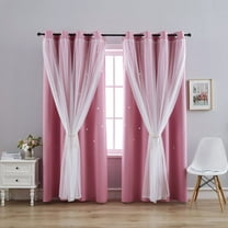 2 Panel Star Curtains Hollow Out Blackout Curtains for Kids Room 52in Double Layer Star Cut Out Window Decor