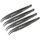 thumbnail image 1 of Uxcell 5.12''x0.39'' Pinzas de precisión antiestáticas ESD extremadamente puntiagudas de acero inoxidable negras 4 Pcs, 1 of 3