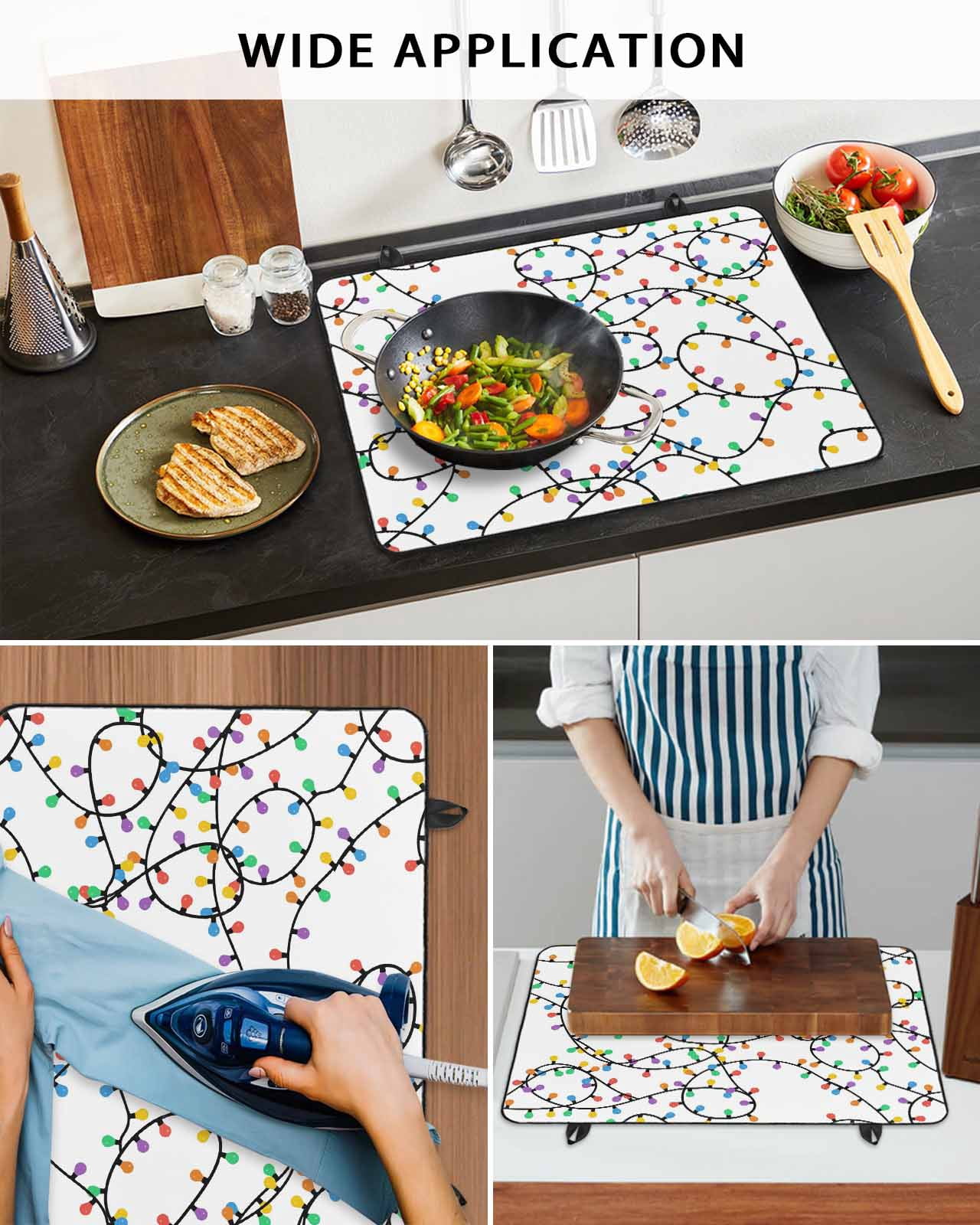 Large Induction Cooktop Protector Mat Christmas Stove Top Covers for Electric Stove, New Year Colorful Lights Stripes Lines Decorative Stove Burner Cover Mats, Glass Top Stove Cover