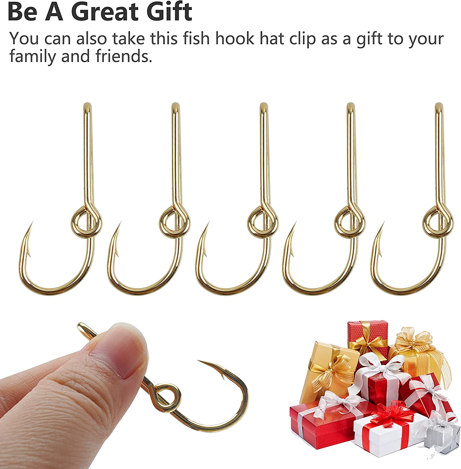 clip fishing hooks Fish Hook Hat Clips, 20pcs Hat Pins Hat Hook Clip Fish Hook Hat Fish Hooks for Outdoor, Adult Unisex, Size: One size, Gold