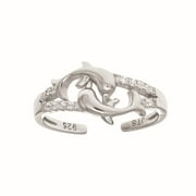 Sterling Silver Cubic Zirconia Dolphin Infinity Toe Ring