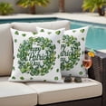 thumbnail image 5 of Happy St. Patrick's Day Pillow Covers 2 Pack Watercolor Green Shamrocks Love Wreath Pillowcase Waterproof Outdoor Throw Pillow Cover for Patio Garden Square Cushion 24”x24”, 5 of 9