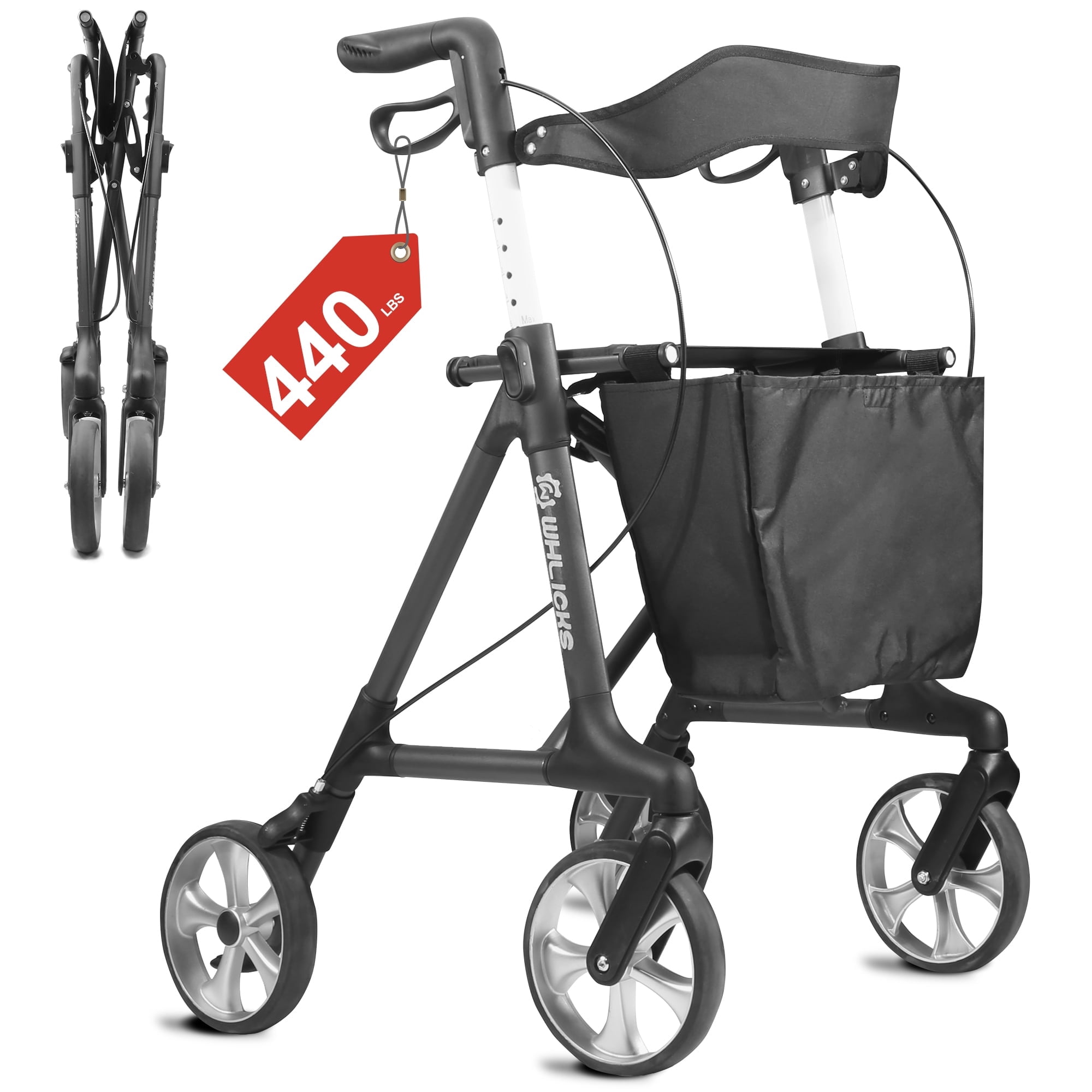 VOCIC Z22 Upright Rollator Walker with Adjustable Armrests