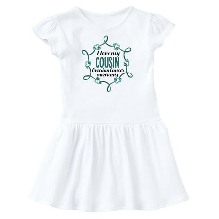 

Inktastic I Love My Cousin Ovarian Cancer Awareness Gift Toddler Girl Dress