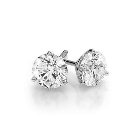 18k Brilliant Cut Stud - 1 dwt Round Cut Forever One Moissanite Ladies Martini Stud Earrings 18k W Gold