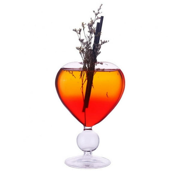 Heart-shaped Wine Glass Cup Vase Transparent Korean Style Cute Love Champagne Beer Beverage Tea Cup Home Decoration Ornaments