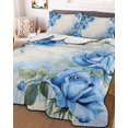 thumbnail image 3 of Quilts Twin XL Size, Blue Flower Spring Soft Comforter Bedding Set for Bed, Rose Leaves Garden Pastoral Retro Lightweight Quilted Bedspread with Pillow Cover(2 Pieces) for All Season, 68x98 Inch, 3 of 6
