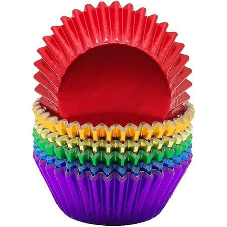 Rainbow 6 Bright Colors Standard Cupcake Liners Muffin Foil Paper Baking Cups, 120-Count