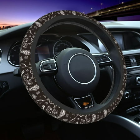 Elastic Steering Wheel Cover Wine Seamless Stretch Thickening Car Steering Wheel Cover Women Men Steering Wheel Protector Universal 15 in