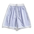 thumbnail image 2 of Men's Color Block Quick Dry Shorts 7-Inch, Elastic Waist Drawstring Casual Baggy Swim Trunks with Side Pockets, Lightweight Breathable Summer Beach Shorts Light Blue, 2 of 5