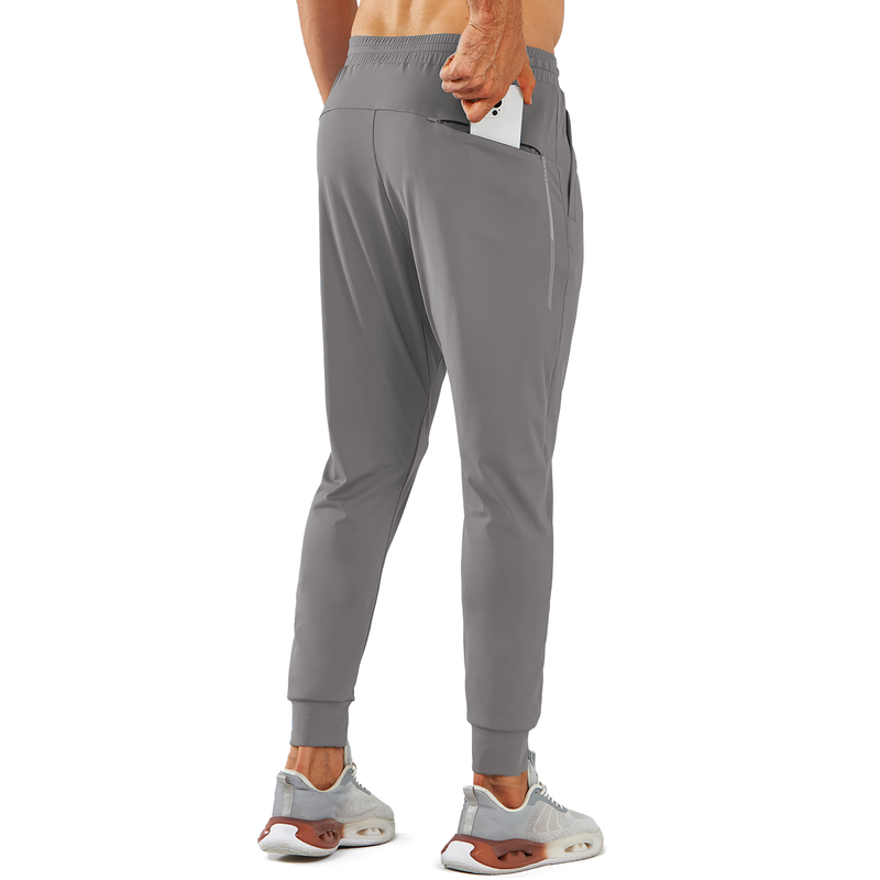 NORTHYARD Men's Athletic Joggers with Zipper Pockets, Light Grey photo 2