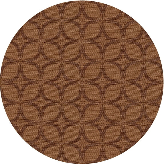 Ahgly Company Indoor Round Patterned Saffron Red Area Rugs, 5' Round