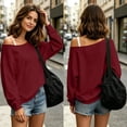 thumbnail image 4 of Diufon Off Shoulder Sweatshirt for Women Long Sleeve Drop Shoulder Pullover Tops Soft Comfy Fall Winter Warm Sweatshirts, 4 of 9