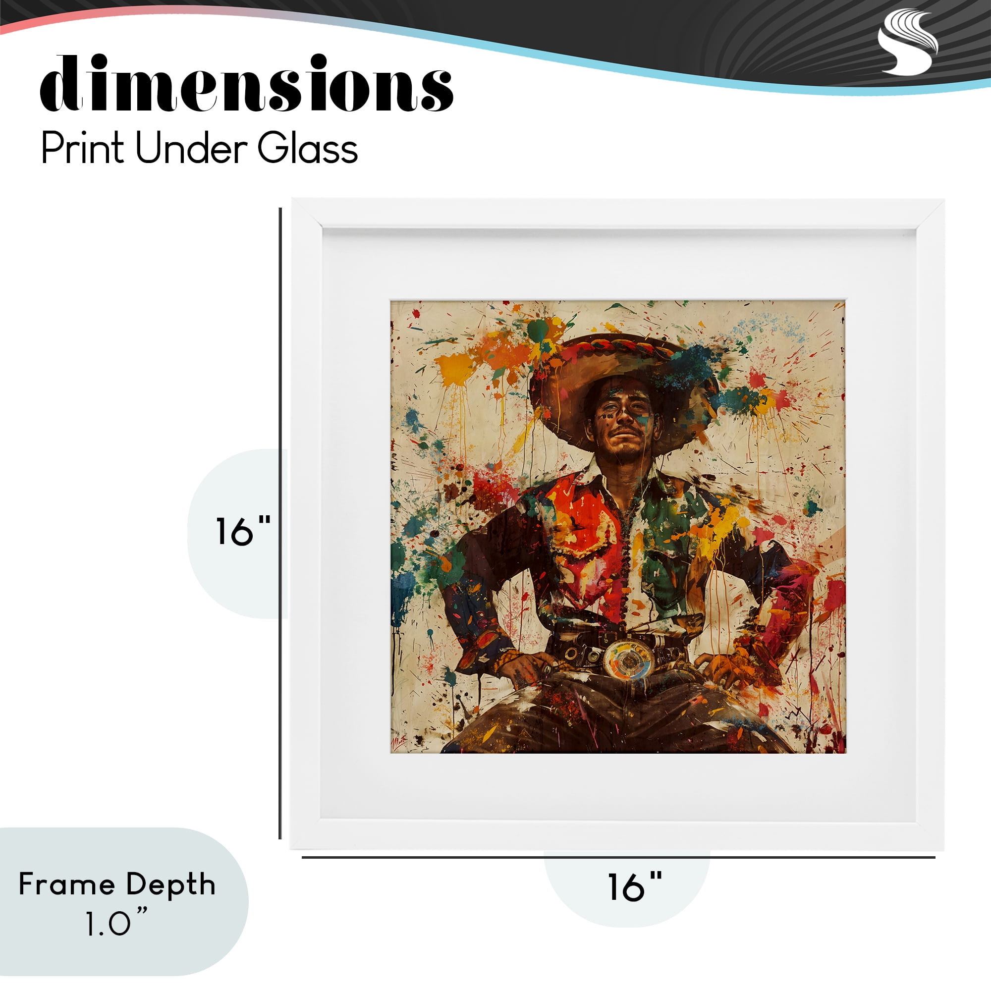 Stupell Industries El Mexicano with Paint Splatters White Framed Print Under Glass, design by Marta Wiley