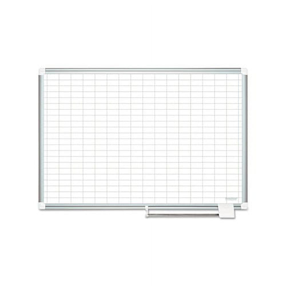MasterVision MA0392830A 1 in. x 2 in. Grid 36 in. x 24 in. Aluminum Lacquered Steel Magnetic Dry Erase Planning Board with Accessories - White/Silver