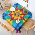 thumbnail image 2 of Tie Dye Colorful Flower Pattern Square Tablecloth,Waterproof Square Table Cover,Wipeable Spillproof Washable Table Cover for Home Kitchen Party Decor 52"x52"(132x132cm), 2 of 6