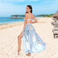thumbnail image 6 of FORMRS Womens Long Sarong Beach Wrap Semi-Sheer Bikini Skirt Bathing Swimsuit Cover Up, Blue Rabbits, 6 of 7