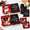 Red and Black-Santa Claus, variant on Red and Black Santa Claus Kitchen Linen Set with Towels, Pot Holders and Oven Mitts