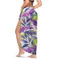 thumbnail image 2 of Yuyamidu Colorful Palm Leaf Women Beach Sarong Bathing Suit Wrap Skirt Sun Protection Swimwear Bikini Wrap Fashionable Beach Sheer Chiffon Bathing Suit Cover Up for Women, 2 of 7