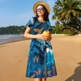 thumbnail image 4 of Disketp Blue Iceberg Leaf Wolf para Vestido de Manga Corta para Mujeres, Vestidos de Verano para Mujeres, Casual y Holgado para la Playa, 4 of 6