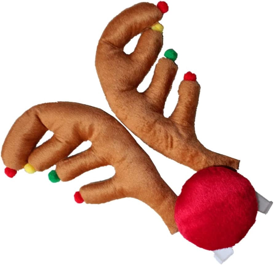 HCXIN 1 Set Christmas Car Reindeer Antlers and Nose Decorations Window