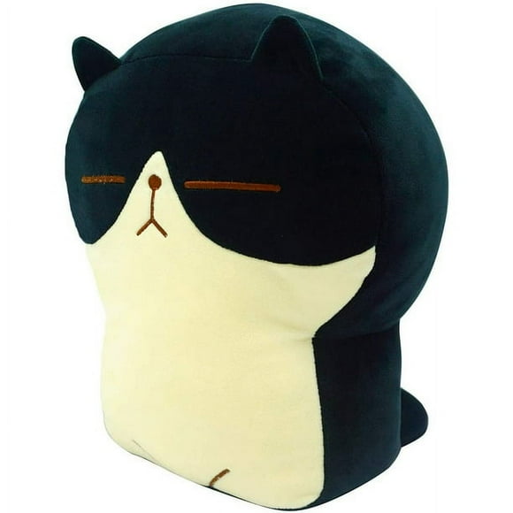 Plush Cat Doll Pillow Stuffed Chubby Cat Cute Fluffy Soft Plush Bread Toast Cat Cushion Animal Pillow for Kids (Black,30cm)