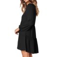 thumbnail image 4 of TheFound Robe Femme Couleur Unie Sexy Col en V Manches Longues Plissée une-Pièce, 4 of 8