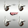 thumbnail image 2 of 3.5 Inch 316SS Maroon Polyurethane Swivel 10mm Stem Caster Set Lock Brake, 2 of 2