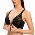 thumbnail image 4 of CHUANK Women‘s Front Closure Stretch Lace Underwire Bra Black 34B, 4 of 5