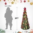 thumbnail image 4 of 6FT/7FT/7.5FT Pop-Up Christmas Tree with Ornaments & UL Lights – Pre-Decorated Collapsible Tree in Red, Green or Silver – Easy Setup 2-Part Design with Plastic Stand & Warm White LEDs, 4 of 9