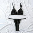 thumbnail image 3 of Traje de bikini Traje de baño del bikini del borde del lazo del triángulo de la liga del color sólido de las mujeres, 3 of 5