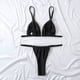 thumbnail image 3 of Traje de bikini Traje de baño del bikini del borde del lazo del triángulo de la liga del color sólido de las mujeres, 3 of 5