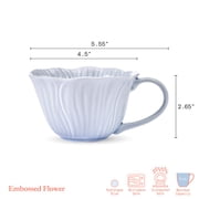 Beautiful Blue Embossed Flower Stoneware Mug Set, 2-Piece by Drew Barrymore