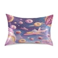 thumbnail image 3 of Haosy Satin Pillowcase for Hair and Skin Standard Cooling Silk Pillow Case with Envelope Closure Dessert Planet Spaceship 20"x40", 3 of 9