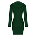 thumbnail image 6 of AherBiu Sports Dresses for Women Long Sleeve Half Zipper V Neck Hooded Slim Casual Mini Dress, 6 of 6