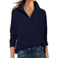 thumbnail image 3 of Women'S V Neck Long Sleeve Sweaters Dressy Casual Business Basic Knit Pullover Top Navy Blue L, 3 of 9