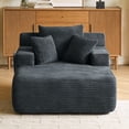 thumbnail image 4 of Oversized Chaise Lounge Chair Indoor, Sleeper Sofa Bed with 64" Long Lounge Surface, No Assembly Boneless Corduroy Upholstered Chaise with Side Pockets for Apartment & Living Room, 4 of 10