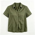 thumbnail image 5 of Asgosdo Womens Button Down Shirts Cotton Linen Short Sleeve Collared Loose Fit Tops Soft Cozy Summer Blouses, 5 of 6